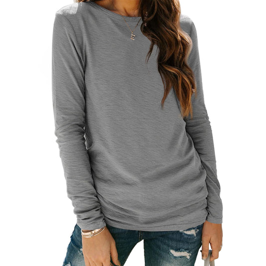 SUNBS Long Sleeve Shirts for Women Crew Neck Fall Fashion Pullover Casual Tops Clothes